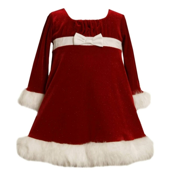 Red Glittery Velour Holiday Dress - Picture 3 of 3